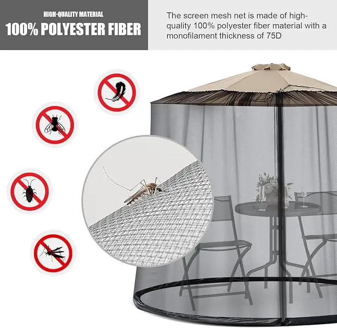 9-11 FT Umbrella Net for Outdoor Umbrella, Universal Hanging Mosquito Net for Patio,Polyester Mesh Umbrella Screen for Patio Tables with Zipper (Black) by GreenHaven Gardens