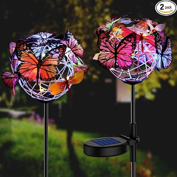 Aiscool Solar Powered Butterfly Garden Stake Lights (2 Pcs Butterfly Lights) by GreenHaven Gardens