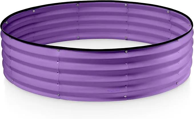Round Galvanized Raised Garden Bed // 4×4×1 ft Galvanized Raised Garden Beds Outdoor for Gardening, Vegetables, Flowers // Patented Tool-Free Design Round Planter (Purple) by GreenHaven Gardens