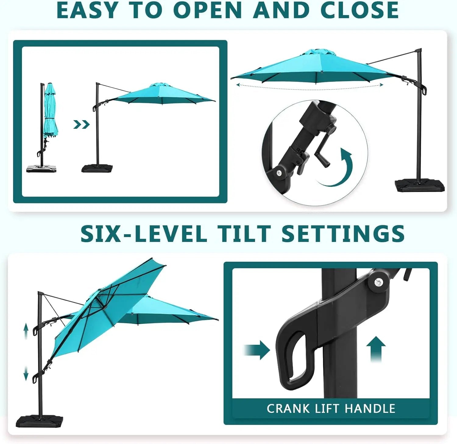 Abba Patio 10FT Vienna Offset Patio Umbrella Outdoor Cantilever Umbrella with 360° Rotation Design and Easy Tilt Adjustment UV 50+ Protection 8 Ribs for Backyard Garden Deck Pool Patio, Light Blue by GreenHaven Gardens