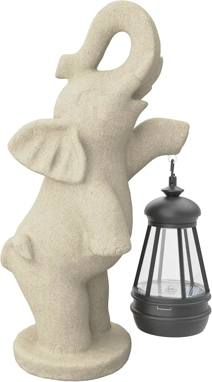 Solar Garden Statue 10 Inch Elephant Decor for Outside Yard Decoration Outdoor Unique Housewarming Gardening Birthday Gifts for Women Grandma by GreenHaven Gardens