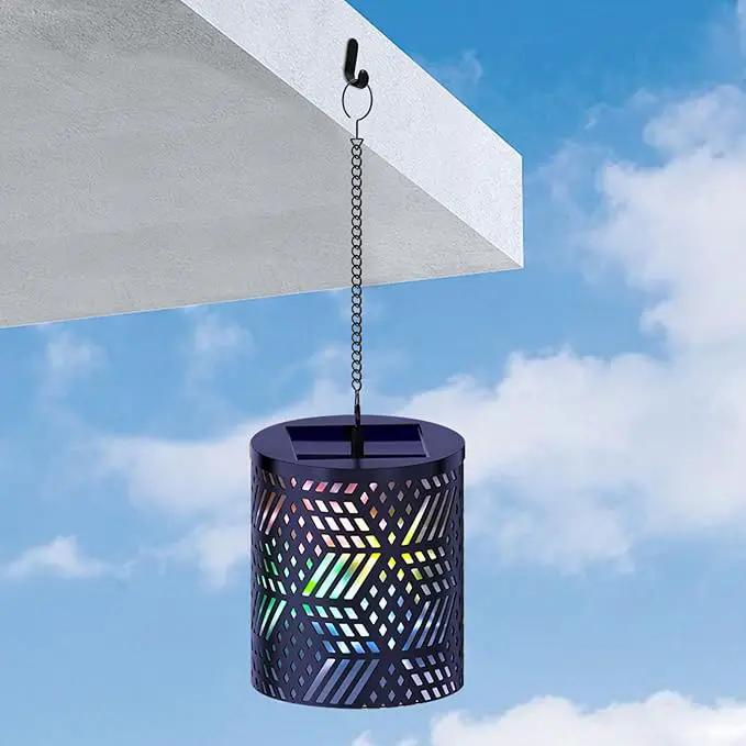 RGB Solar Lanterns Outdoor Waterproof Hanging Solar Lights Gifts for Men Women Metal Decorative LED Lanterns for Yard, Patio, Lawn, Tabletop, Pathway, Landscape, Garden Decor Diamond Pattern (1 Pack) by GreenHaven Gardens