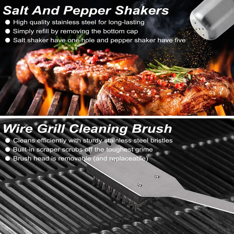 POLIGO 29 PCS BBQ Grill Accessories Stainless Steel BBQ Tools Grilling Tools Set with Storage Bag for Fathers Day Dads Birthday Presents - Camping Grill Utensils Set Ideal Grilling Gifts for Men Women by GreenHaven Gardens