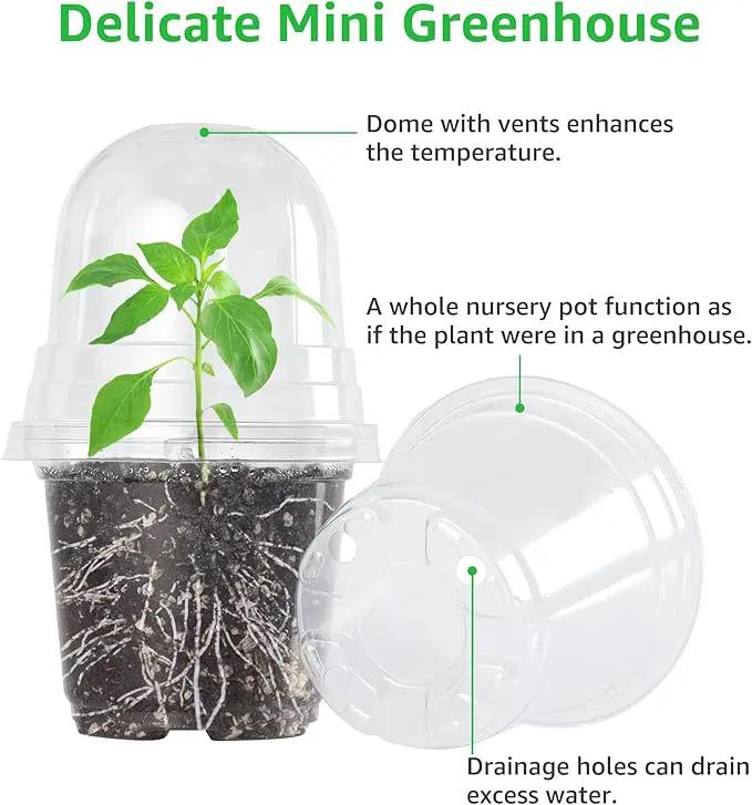Bonviee 36 Packs 3.5/4/5 Inch Clear Nursery Pots with Humidity Domes, Variety Sizes Seed Starting Pots with Drainage Holes, Transparent Garden Containers for Succulents, Flowers and Cactus-Clear by GreenHaven Gardens