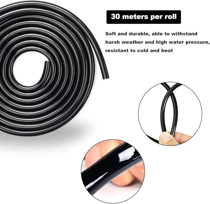 Drip Irrigation Tubing 100 Feet 1/4 drip Irrigation Drip Line Irrigation Hose with 5 Pcs 4/7 Drip Irrigation Tees, 15 Pcs 4/7 Straight, Drip Irrigation Kit (100FT) by GreenHaven Gardens