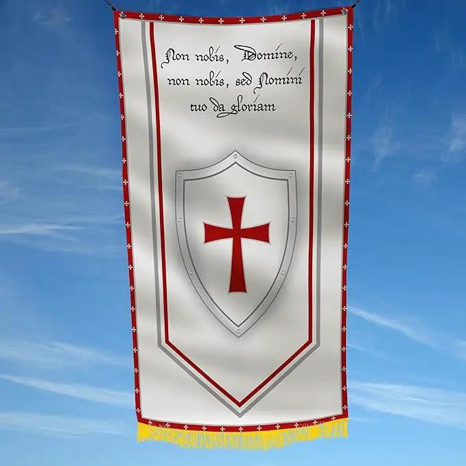 Knights Templar Secretive Order Cross Hidden History Holy Warriors Church’s Oldest Military Christian Army 3x5 feet Flag Banner Vivid Color Double Stitched Brass Grommets by GreenHaven Gardens