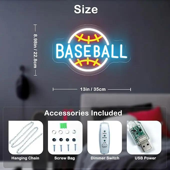 Baseball Neon Sign Dimmable LED Neon Signs for Wall Decor, Baseball Neon Light Sign for Bedroom Man Cave Gaming Room Party College Club Decor Sports Soccer Players Lover Gifts by GreenHaven Gardens