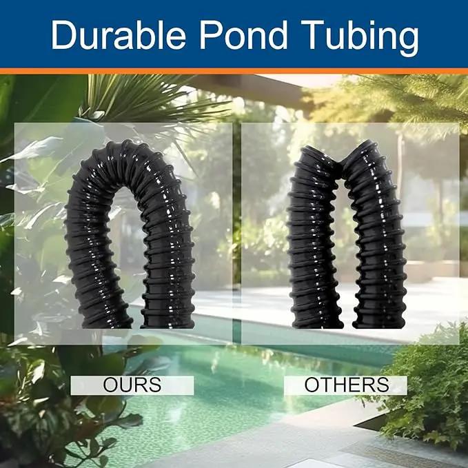 1 Inch Pond Tubing, 1" ID Corrugated Water Pipe, 20 Feet Length Flexible PVC Hose Pipe with Pipe Fittings, Aquarium, Pond Waterfall, Garden Pond Pump Drainage Tube Black by GreenHaven Gardens