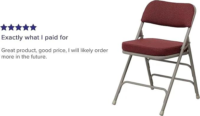 Flash Furniture Hercules Series Metal Folding Chairs with Cushioned Seat, Fabric Upholstered Event Chairs with 300-lb. Static Weight Capacity, Set of 2, Burgundy by GreenHaven Gardens