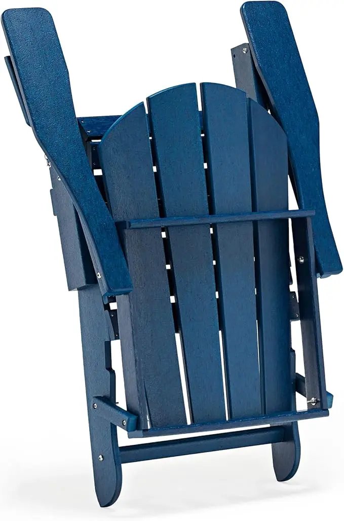 WO Home Furniture Adirondack Chairs Table Set of 3 PCS Outdoor Folding Chairs Side End Table Weather/UV Resistant for Lawn, Garden, Bon Fire, Balcony (Navy Blue) by GreenHaven Gardens