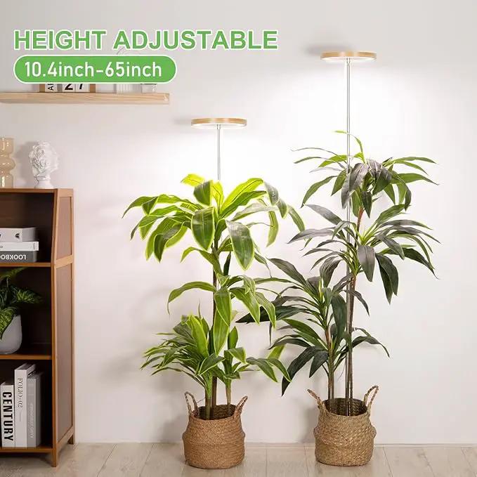 LORDEM Bamboo Grow Light for Indoor Plants,Full Spectrum LED Plant Grow Light, Height Adjustable Growing Lamp with Auto Timer 4H/8H/12H, 4 Dimmable Levels, Ideal for Large Tall Plants by GreenHaven Gardens