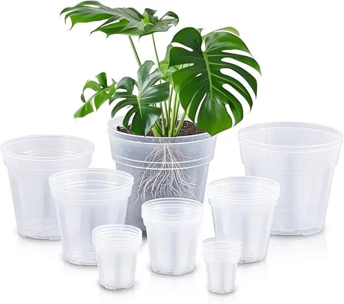 Vesici Large Size Clear Nursery Pots Variety Pack Plant Pots with Drainage Holes Planters for Indoor Plants Flexible Transparent Plastic Plant Bottle Succulents(24 Pcs,3/4/5/6/7/8/9/10 Inch) by GreenHaven Gardens