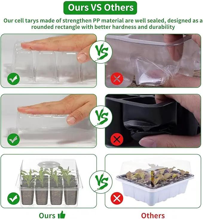 120 Cells Reusable Seed Starter Tray, 10 Pack Seedling Starter Kit for Greenhouse Propagator Station Planting Growing (Clear) by GreenHaven Gardens