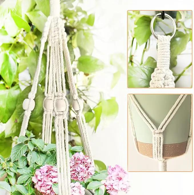 Belit 2 Pack Double Macrame Plant Hangers 2 Tier Hanging Planter Basket Decorative Flower Pot Holder Rope for Indoor Outdoor Home Decor 51 Inch by GreenHaven Gardens