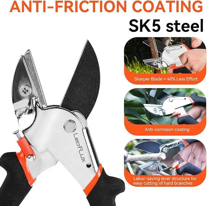 8" Professional Heavy Duty Anvil Pruning Shears with Anti-Rust SK-5 Blades, Garden Shears for Dry Stems and Small Branches, Gardening Scissors, Clippers for Wood, Non-Slip Handle. | LFXP1108S by GreenHaven Gardens