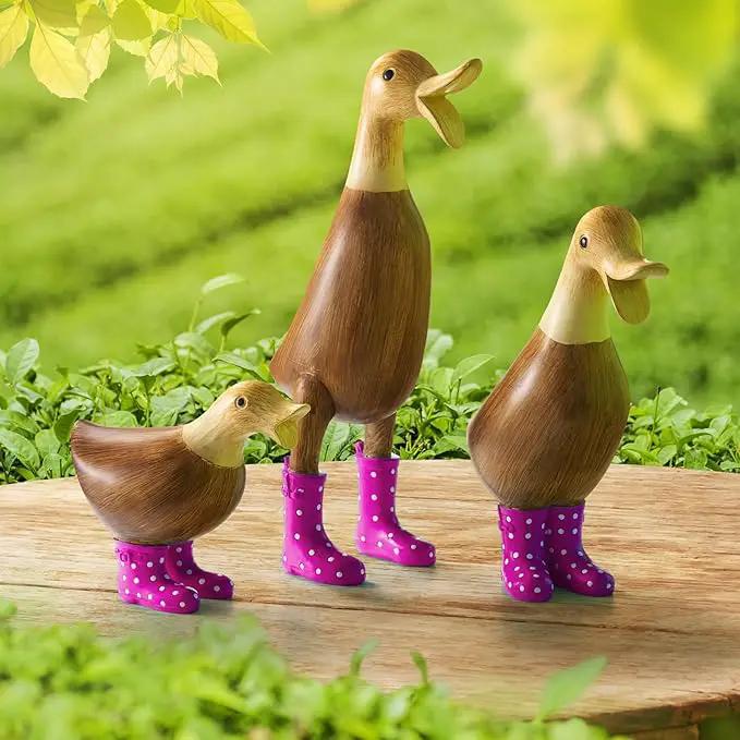 GUTE Duck Yard Decorations Yard Art Garden Puddle Ducks with Pink Spotted Wellies Boots, Valentine's Day Yard Statues, Duck Figurine Statue - Waterproof Indoor & Outdoor Lawn Ornament by GreenHaven Gardens