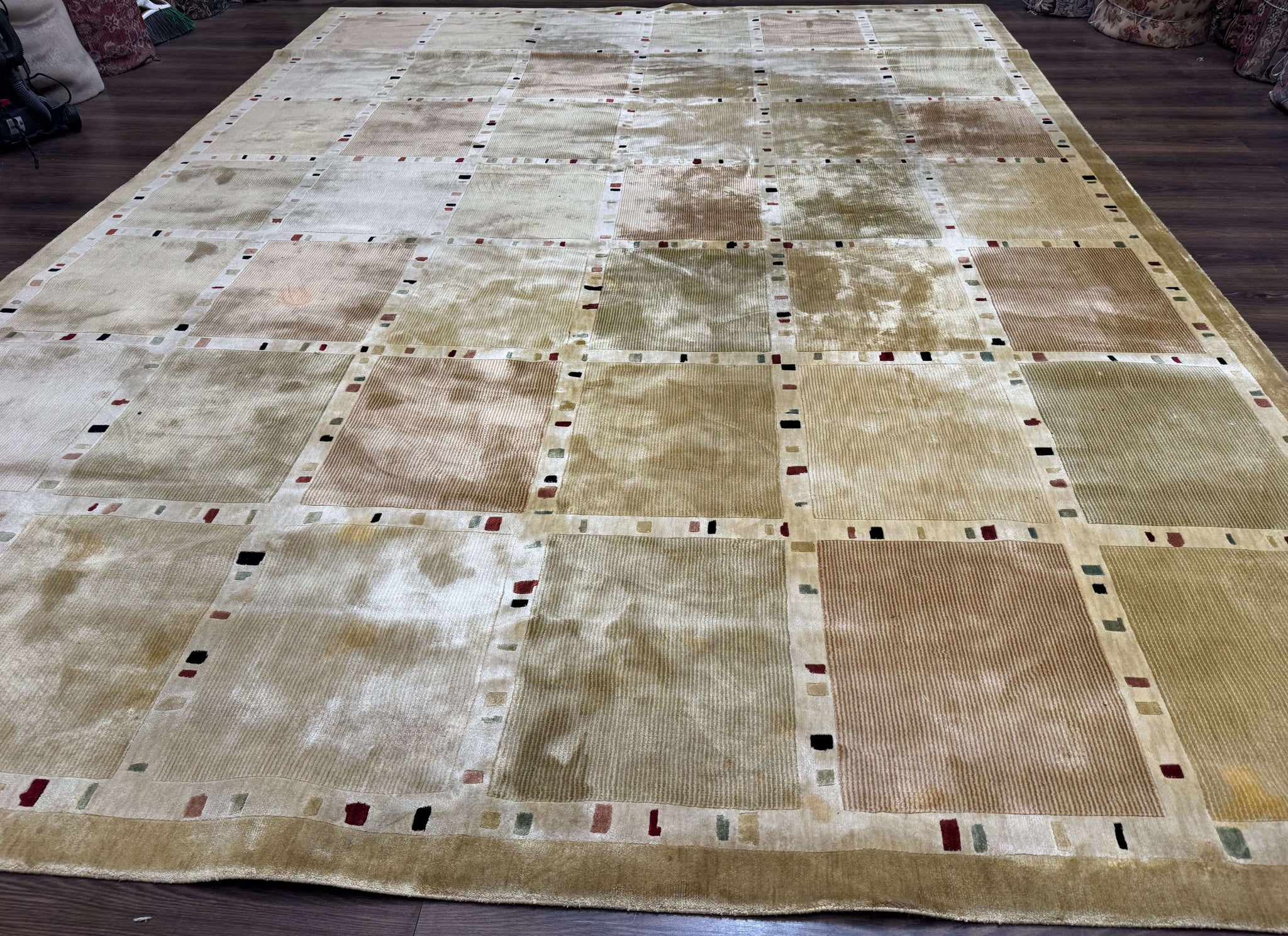 Large Wool Rug 10x13, Panel Design, Modern Contemporary Carpet by Jewel Rugs