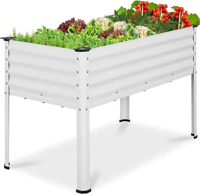 Best Choice Products 48x24x30in Galvanized Raised Garden Bed, Metal Elevated Planter Box, Vegetable Garden for Backyard, Patio, Balcony - White by GreenHaven Gardens