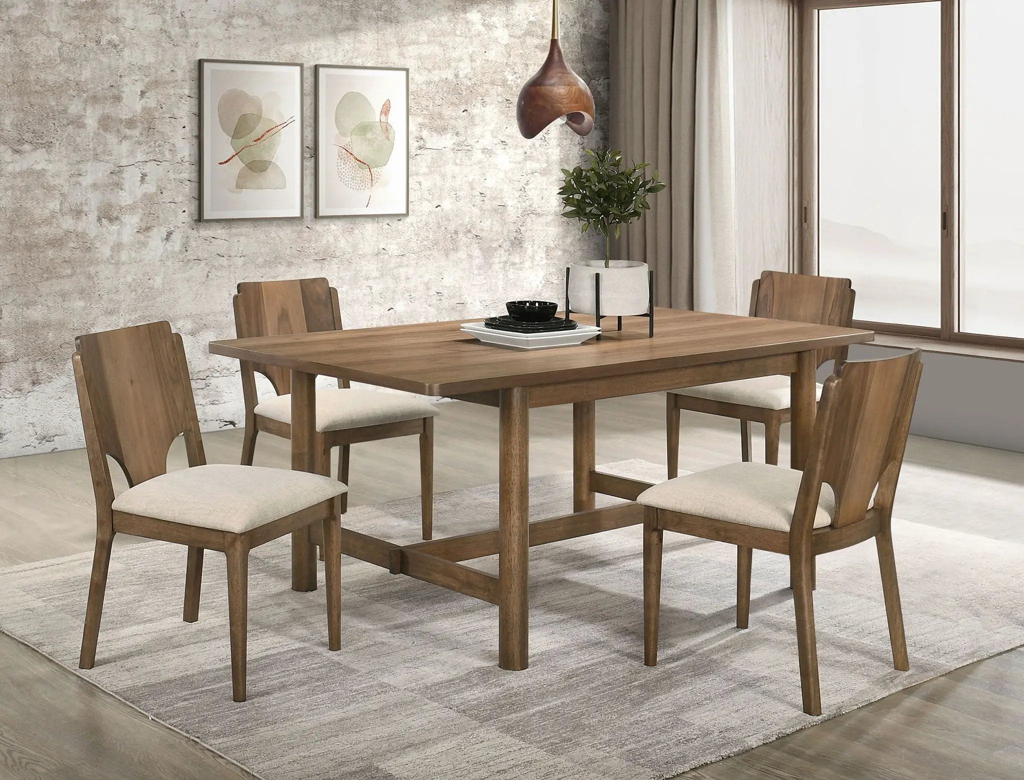 Crestmore 5-piece Rectangular Dining Table Set Walnut by Unique Piece Furniture