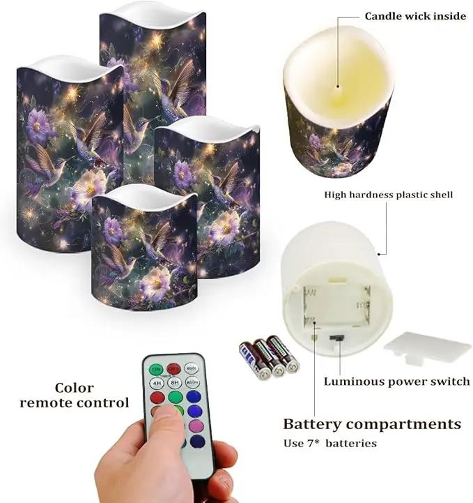 Ystardream LED Candle Set of 4 with Remote Control, Multicolor, Modern, Battery Operated, Tabletop, Indoor, 4/8H Timer, 12 Colors, 5.7 Inches Tall by GreenHaven Gardens