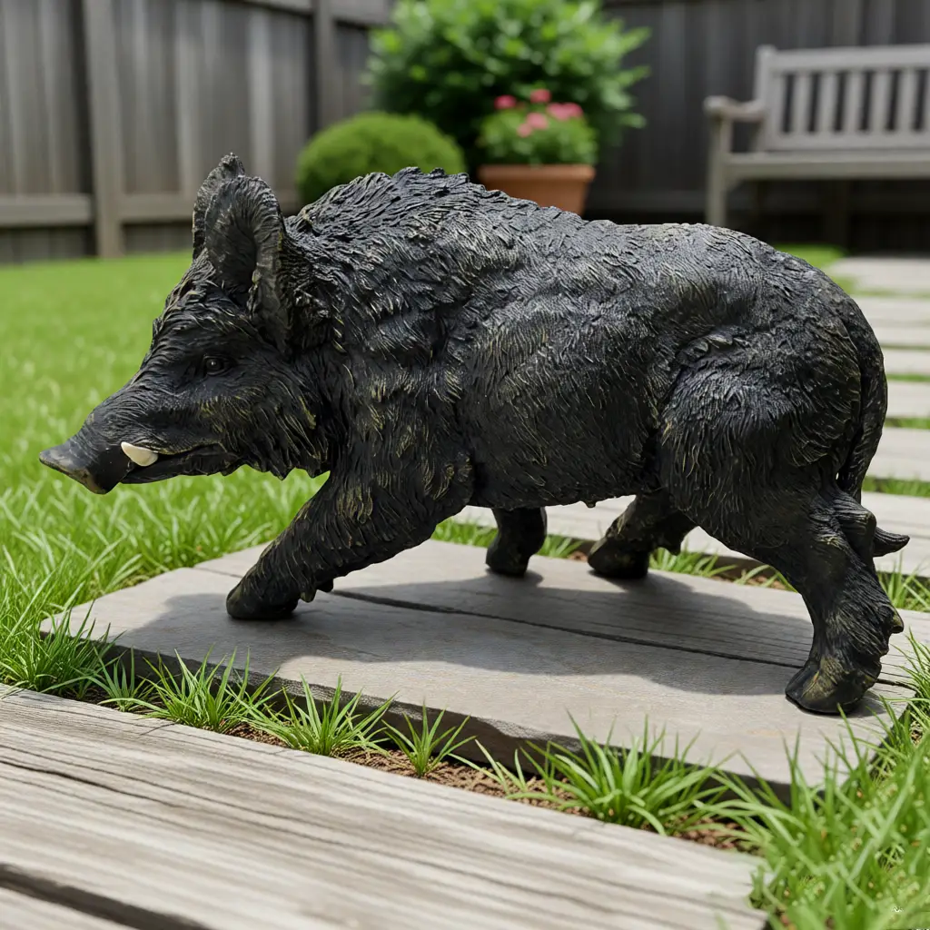 12.20' H x 21.26' L Resin Wild Boar Garden Statue by HouseOfZazla