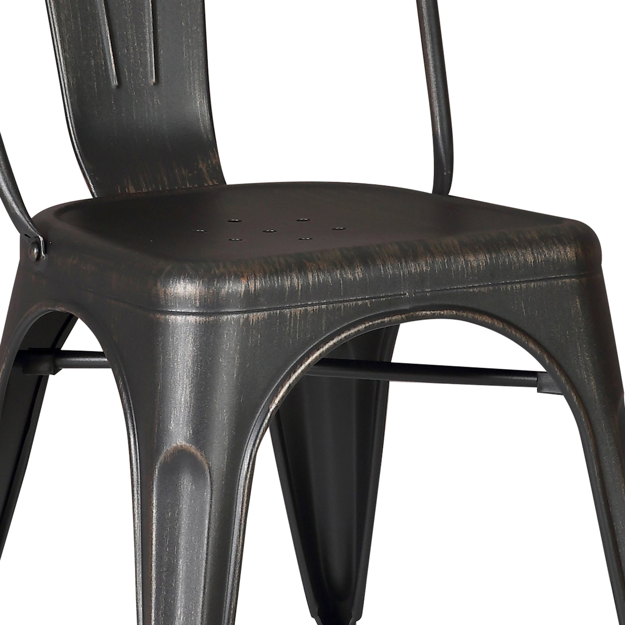 Set of 4 Stackable Metal Dining Chairs, Modern Industrial Slat Back by HouseOfZazla