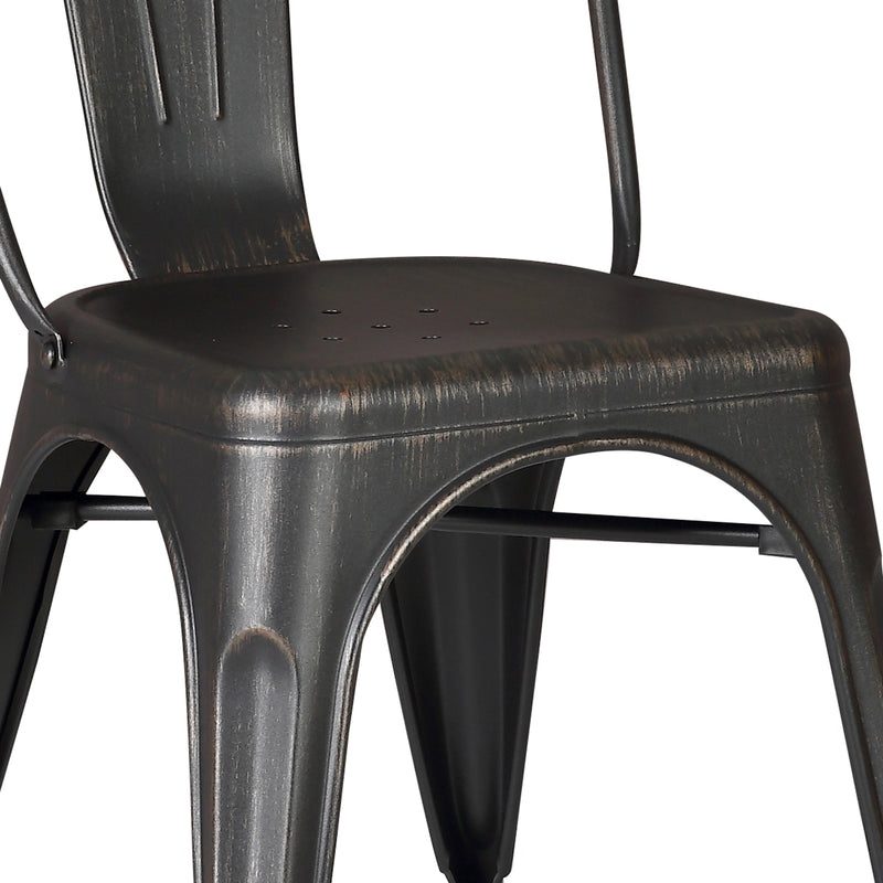 Set of 4 Stackable Metal Dining Chairs, Modern Industrial Slat Back by HouseOfZazla