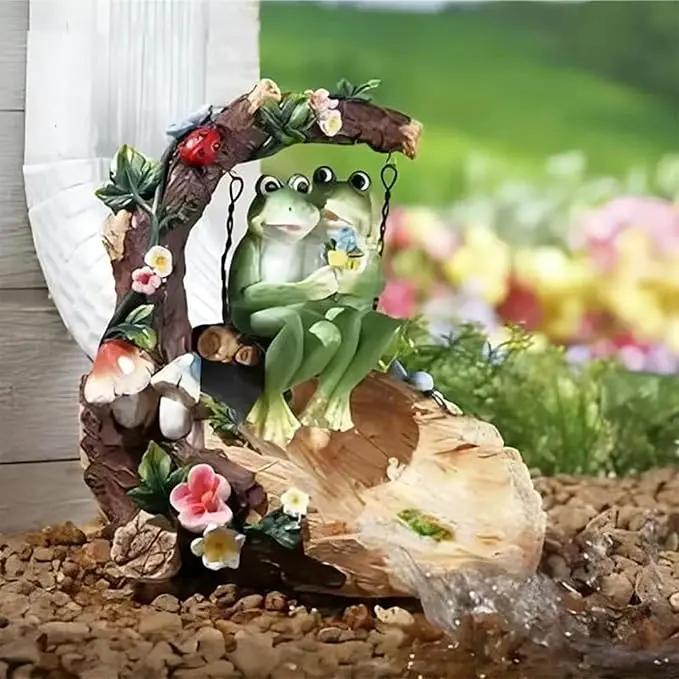 Frogs On The Swing Gutter Guardian Rain Downspout, Animals Outdoor Statue Gutter Downspout Extension Garden Decoration, Downspout Extender Diverter Splash Block for Courtyard and Patio by GreenHaven Gardens