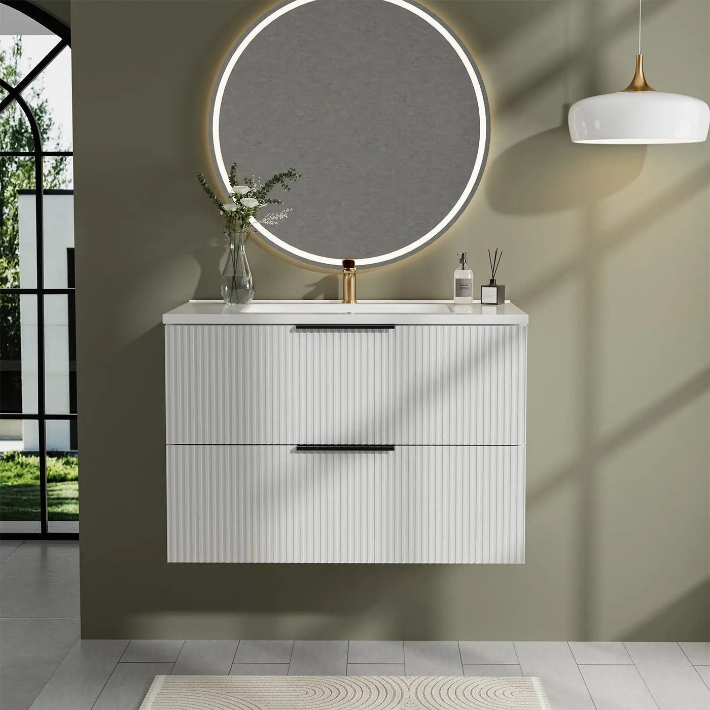 Modern Wall Mounted Floating Bathroom Vanity With Sink And Drawers by Unique Piece Furniture