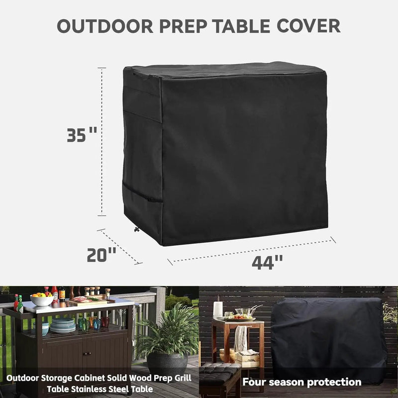 Outdoor Prep Table Cover- Heavy Duty Waterproof Cover for Outdoor Stainless Steel Table,Compatible with 44 inch Outdoor Utility Cart and Storage Cabinet Black by GreenHaven Gardens