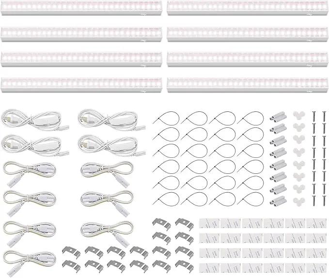 Barrina Grow Lights for Indoor Plants, Full Spectrum Sunlight, 1ft Plant Light for Indoor Growing, LED Grow Light Bulbs, T5 Grow Light Strip, Plug and Play, Pinkish White, 8-Pack by GreenHaven Gardens