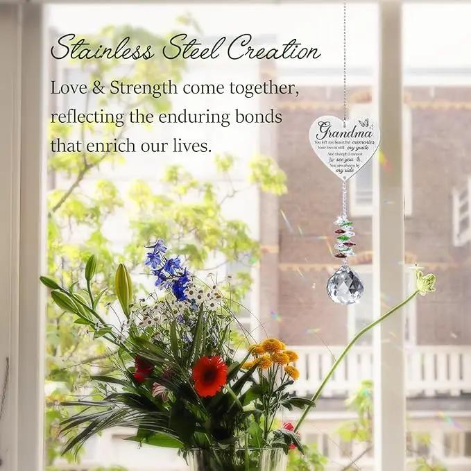 Grandma in Heaven Memorial Crystal Suncatcher Gifts,Sympathy Gifts for Loss of Grandma,Hanging Crystals Ornament for Window Rainbow Maker Prisms Home Decor Gift by GreenHaven Gardens