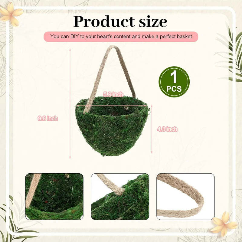 Leinuosen 1 Pcs Wedding Flower Baskets, Moss Style Small Baskets with Handles for Gifts Wedding Floral Decoration Flowers Petal Candy Storage and Home Decoration by GreenHaven Gardens