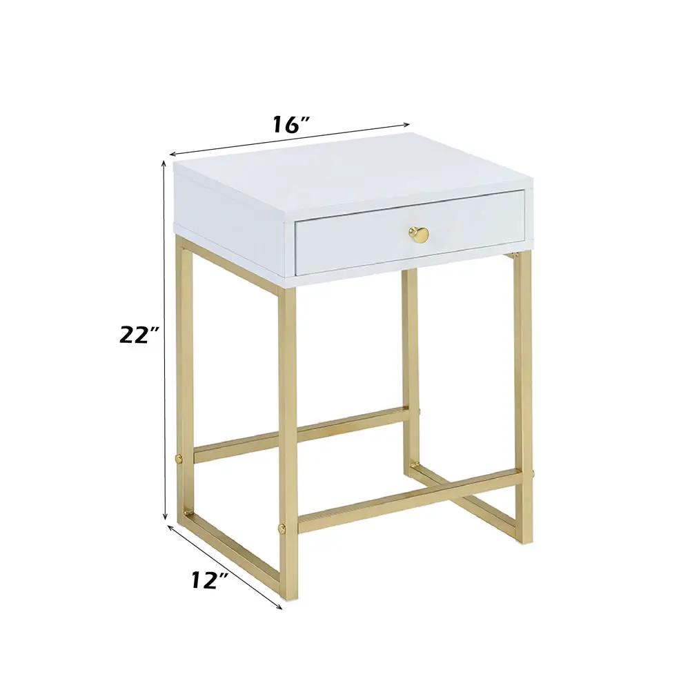 Coleen - Accent Table - White & Brass by Unique Piece Furniture