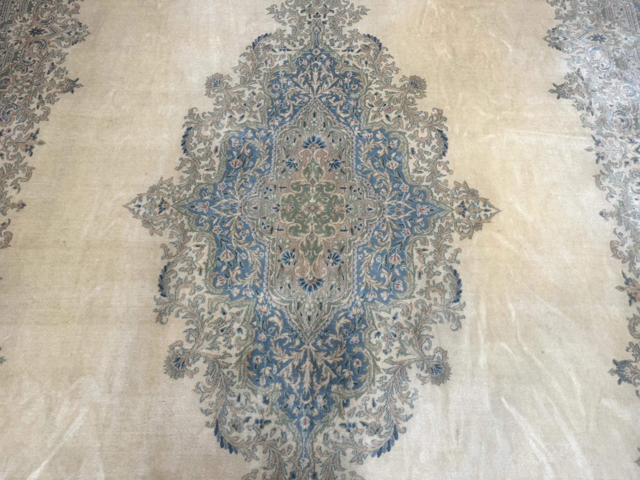 Palace Size Persian Kerman Rug 12x18, Floral Semi Open Field, Signed, Fine 240 KPSI by Jewel Rugs