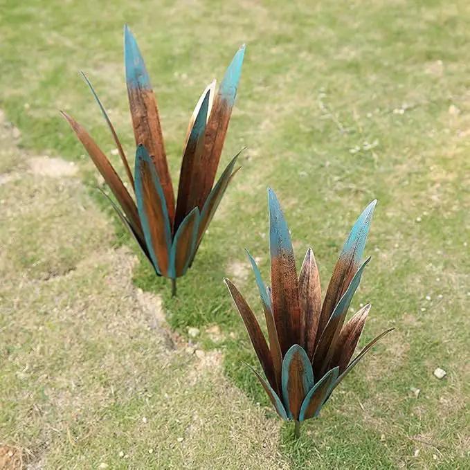 Jesokiibo 2pcs Tequila Rustic Sculpture DIY Metal Agave Plant Home Decor Rustic Hand Painted Metal Agave Garden Ornaments Outdoor Decor Figurines Home Yard Decorations Stakes Lawn Ornaments… by GreenHaven Gardens