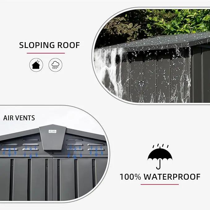 Domi 10’ x 8’ Outdoor Storage Shed, Metal Sheds Tool Storage Gable Roof with Lockable Door & Air Vents, Outdoor Galvanized Steel Sheds for Backyard,Garden,Patio,Lawn by GreenHaven Gardens