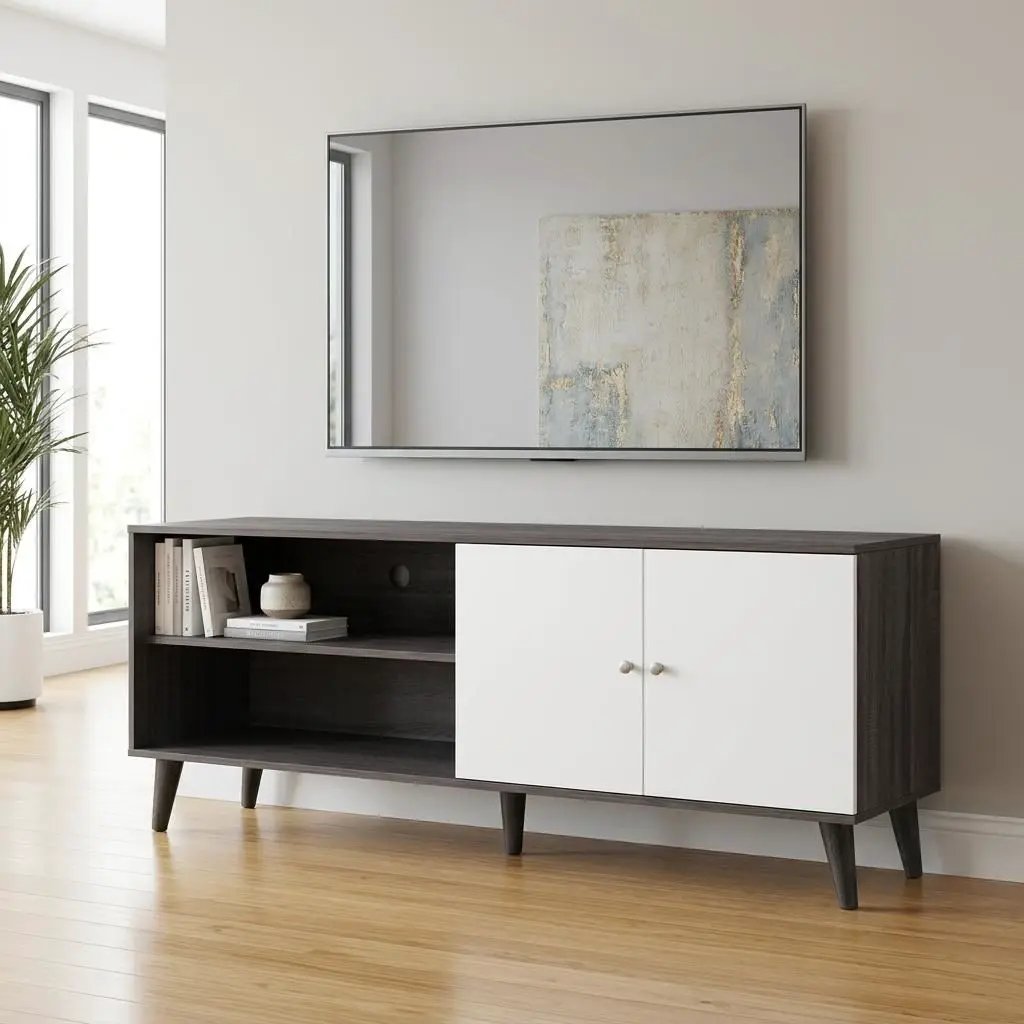 Amidon - TV Stand, With 2 Storage Shelves And 1 Cabinet by Unique Piece Furniture