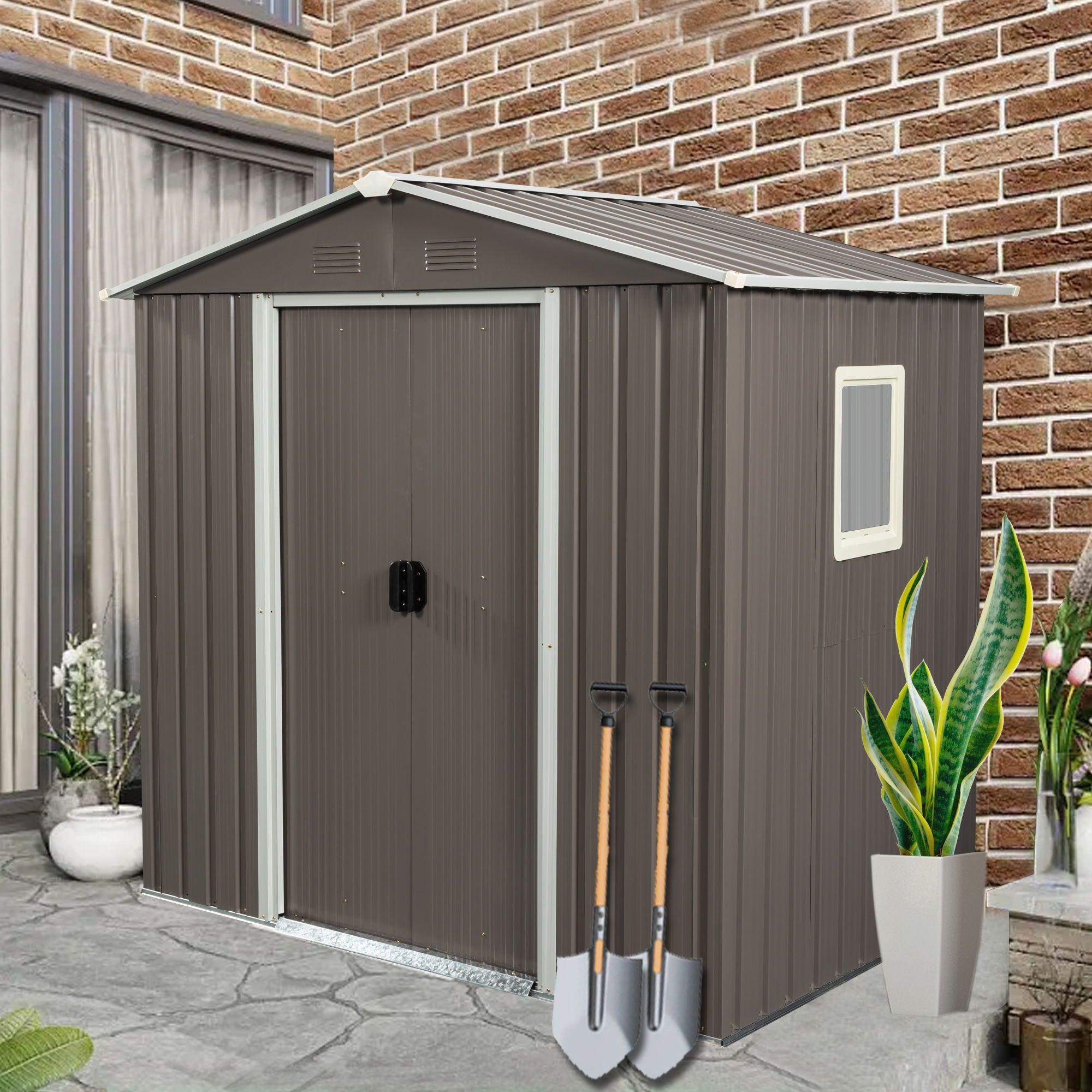 Outdoor Metal Storage Shed With Window by HouseOfZazla