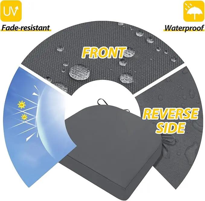 AAAAAcessories Outdoor Seat Cushions for Chairs, Waterproof, Fade-Resistant Patio Furniture Replacement Cushions, 17" x 16" x 2", Set of 4, Dark Gray by GreenHaven Gardens