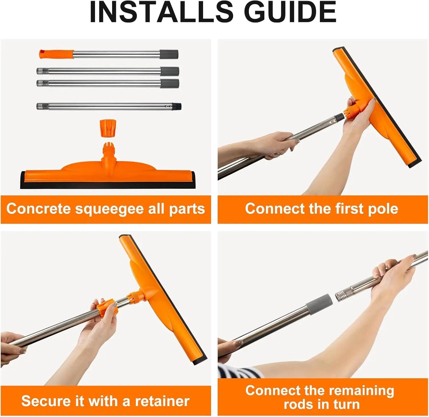 ITTAR Heavy-Duty Floor Squeegee, 62" Adjustable Handle, EVA Foam Blade, Ideal for Concrete, Garage, Patio & More by GreenHaven Gardens