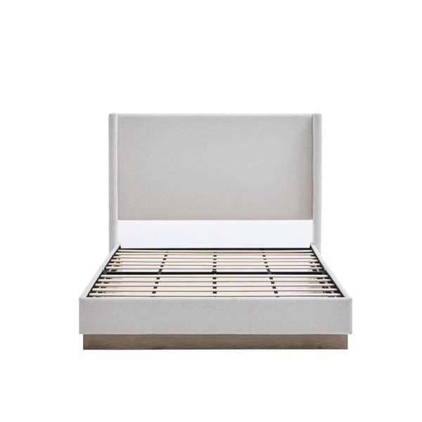 Hosford - Minimalist Upholstered Wingback Bed With Wood Base Platform