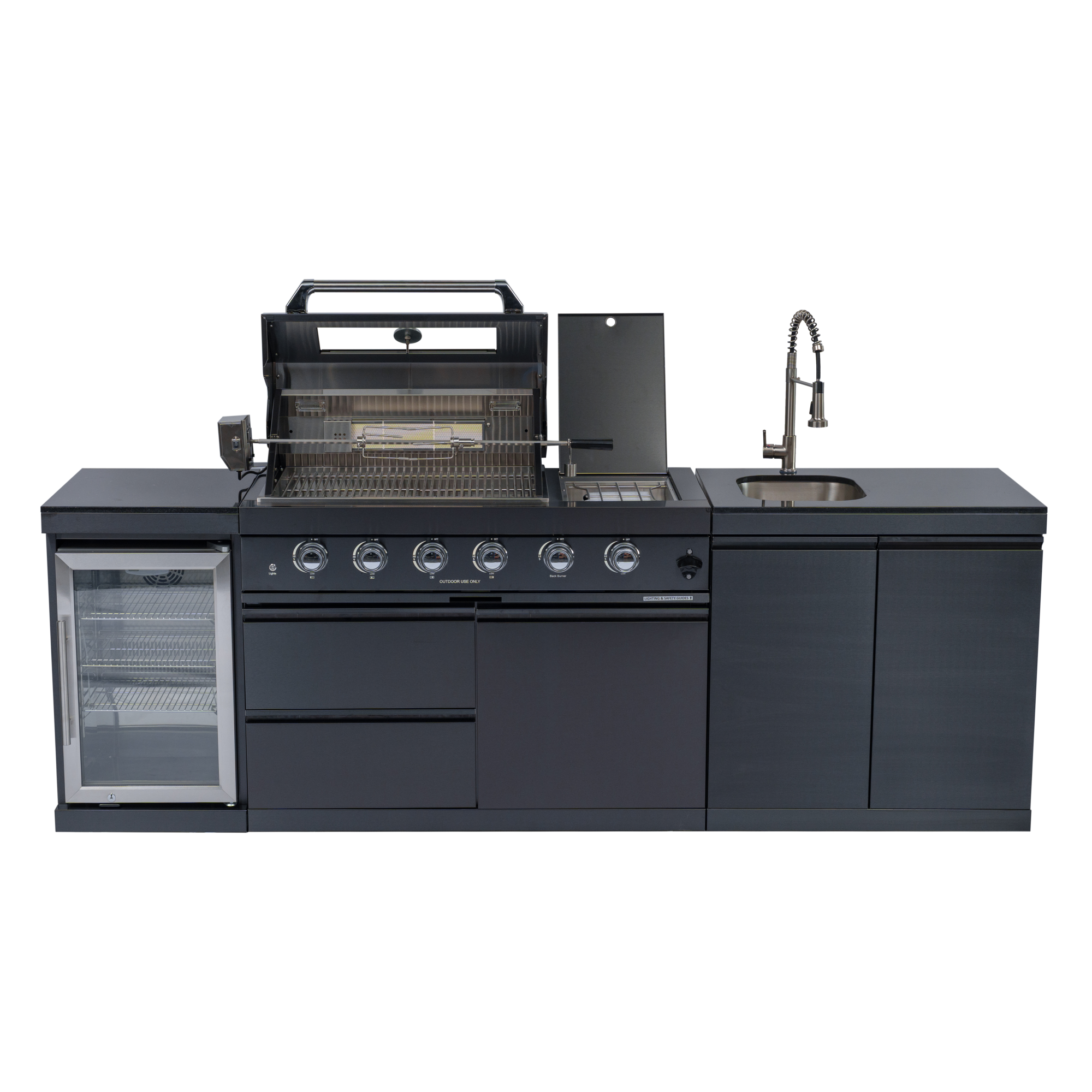 NG 104" 4-Burner 72,000 BTU Black Outdoor Kitchen Island Grill Rotisserie by Chery Industrial