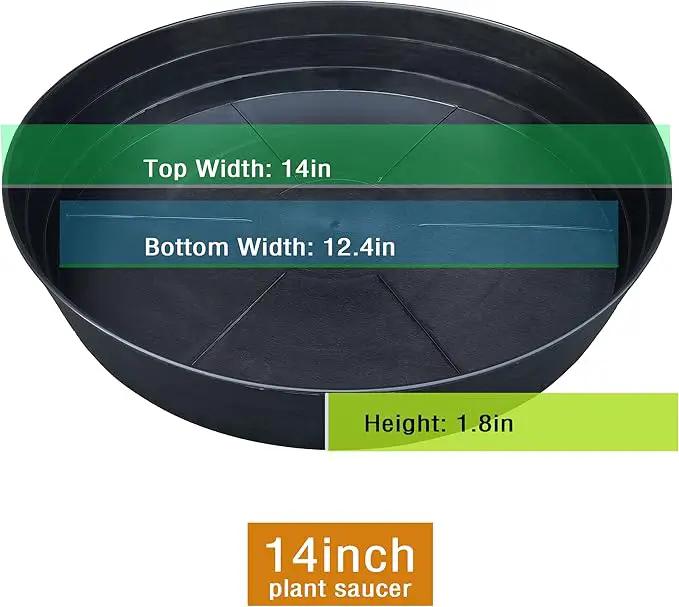 Plant Saucer 14 Inch 2 Pack 10 12 14 16 18 20 25, Plastic Plant Trays for Pots，Extra-Deep Plant Water Dray Tray, Bird Bath Bowl, Heavy Flower Plant Saucers Indoors and Outdoor No Holes by GreenHaven Gardens