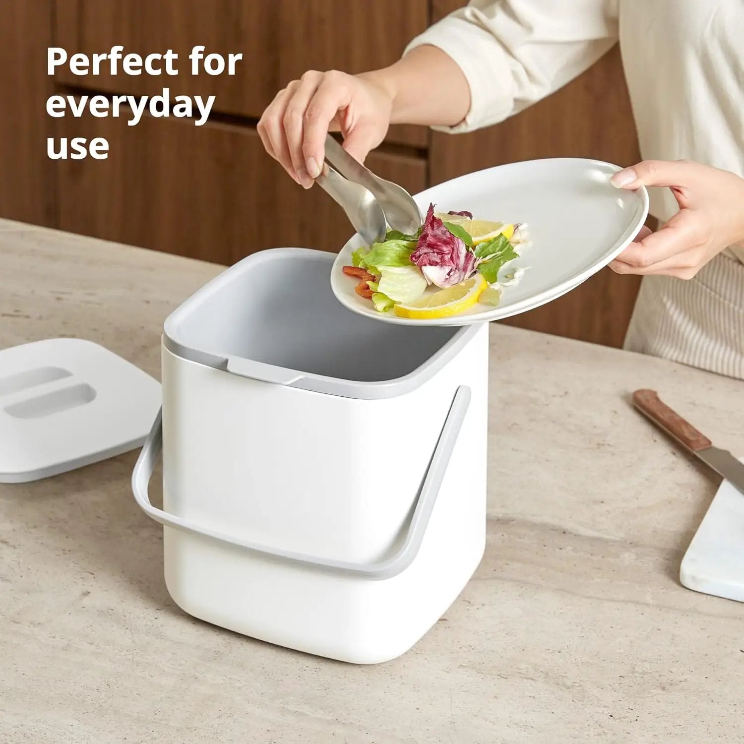 Blue Ginkgo Kitchen Compost Bin [5L / 1.32 GAL] – Filter-Free, Odor-Tight Countertop Food Waste Pail with Handles (Made in Korea, Green) by GreenHaven Gardens