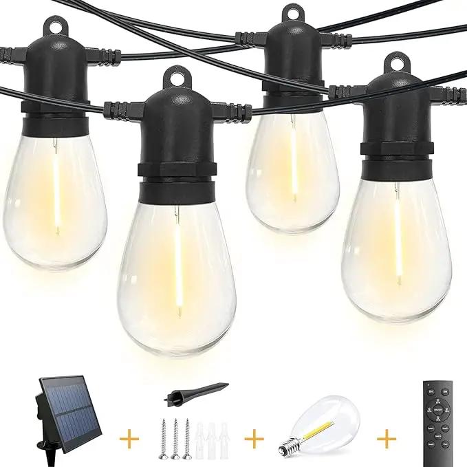 54(48+6) ft Solar String Lights Outdoor,Waterproof with USB Port Remote Control Solar Patio Lights,16 Shatterproof S14 Bulbs,1W Soft White by GreenHaven Gardens