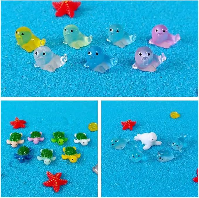 100 Pcs Ocean Mini Resin Animals Figures, Tiny Plastic Sea Creatures Figurines to Hide Miniature Fairy Garden Decorations Accessories by GreenHaven Gardens