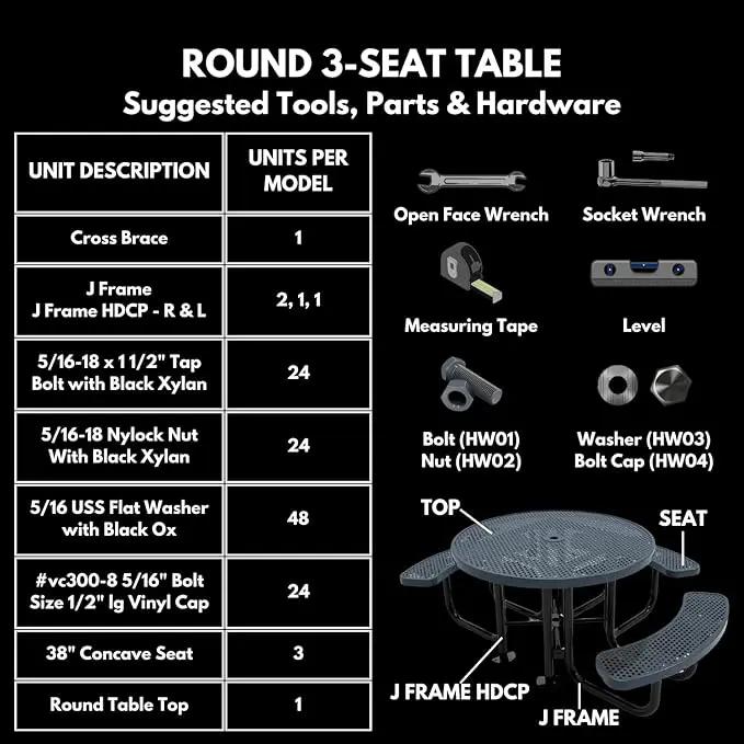 Heavy-Duty Portable Outdoor Picnic Table with Umbrella Hole, Punched Steel Patio Dining Furniture Made in America (46" Round Top, Textured Purple) by GreenHaven Gardens