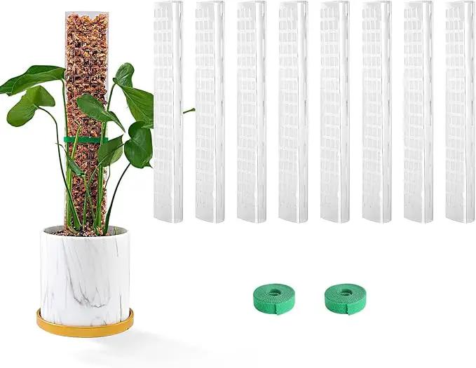 15 Inch 8 Pcs Plastic Moss Pole for Plants Monstera, 8×15'' Plant Poles for Climbing Plants, Plant Support for Indoor Plants Work with Sphagnum Moss, Clear by GreenHaven Gardens