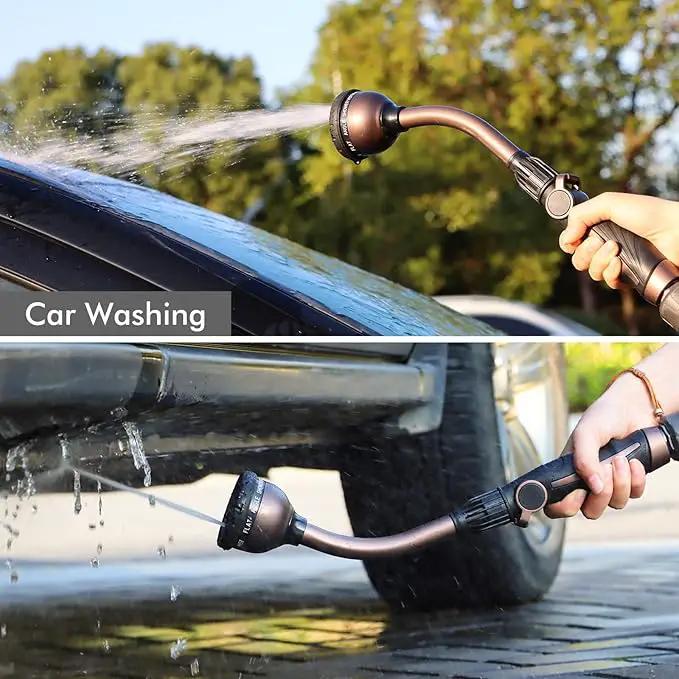 RESTMO Watering Wand, Heavy Duty Metal Garden Hose Wand with Thumb Flow Control, 15-Inch Long Hose Nozzle Sprayer with 10 Spray Patterns, Ideal to Water Hanging Baskets and Shrubs, Oil Rubbed Bronze by GreenHaven Gardens
